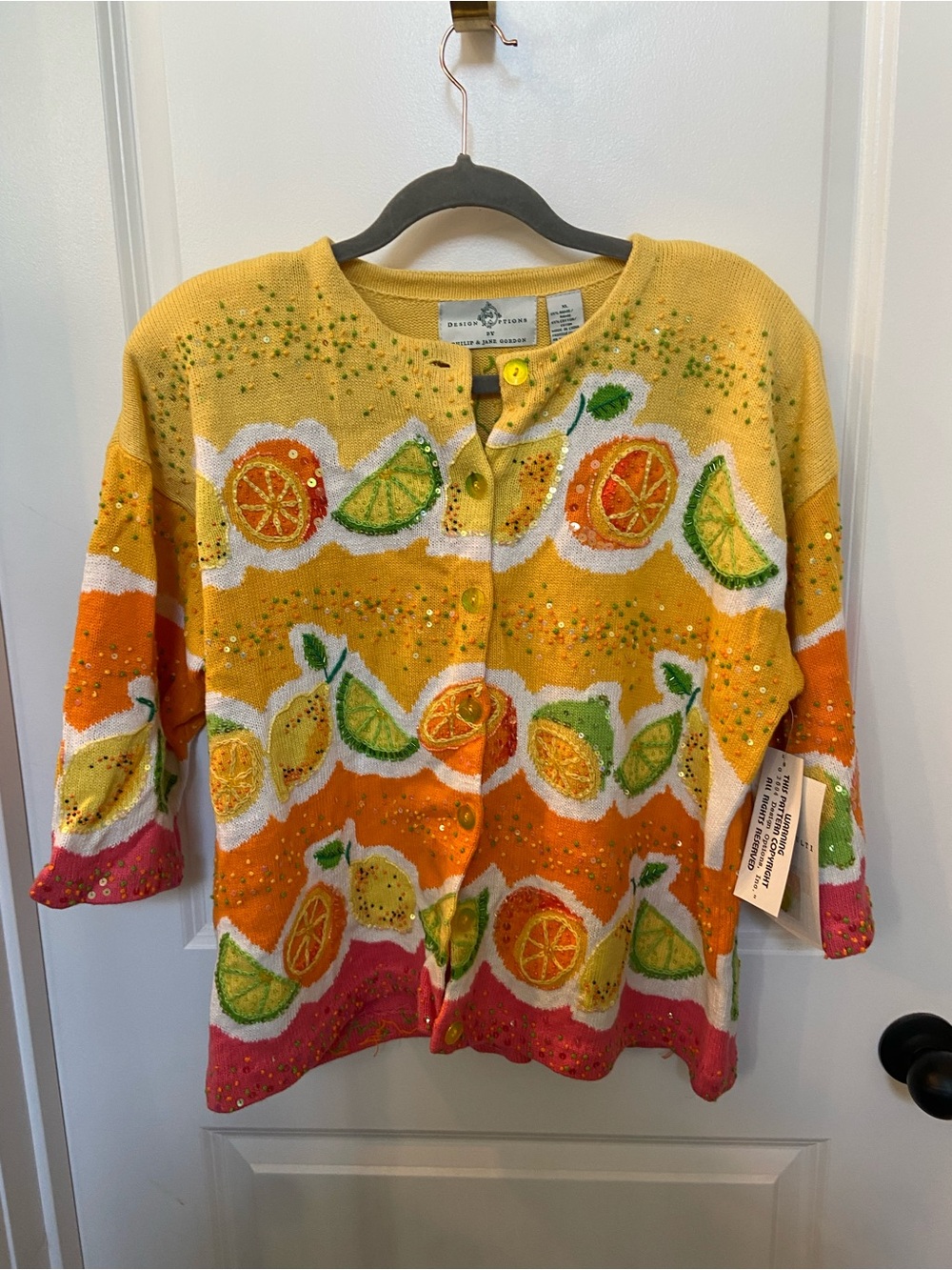 Design Options Bright Citrus Button-Front Cardigan Sweater - Yellow & Orange